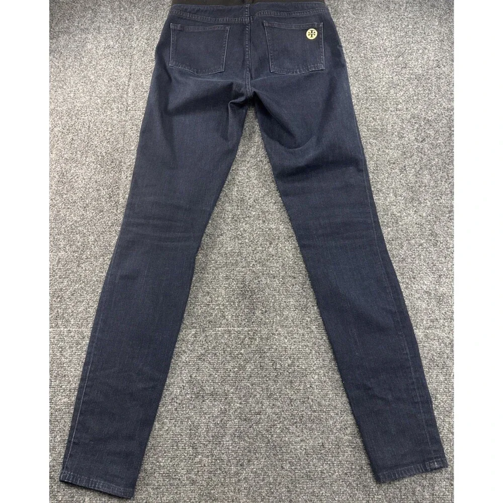 Tory Burch Denim Leggings Skinny Pull On Dark Wash Stretch Jeans Size 27